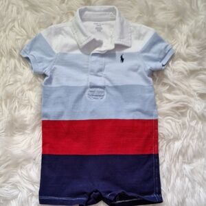 Ralph Lauren Blue and Red Polo Shirt Classic Design